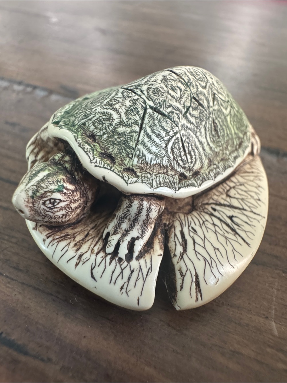Turtle Pin Brooch Scrimshaw Technique by Rachel Badeau Moosup Valley Designs